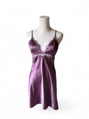 Victoria's Secret Satin Lace-Trim Chemise in Plum